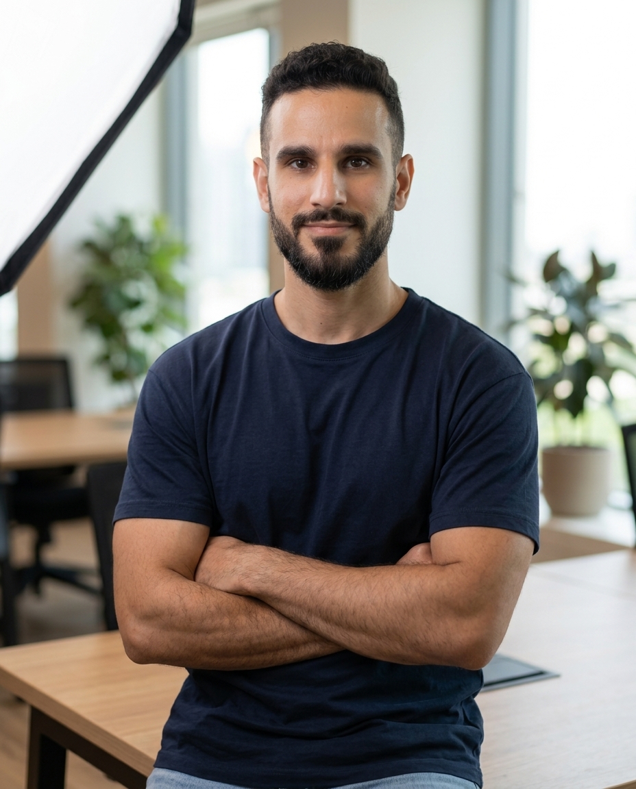 Pulkit Ganjoo, founder and operator, portrait in his Dubai office