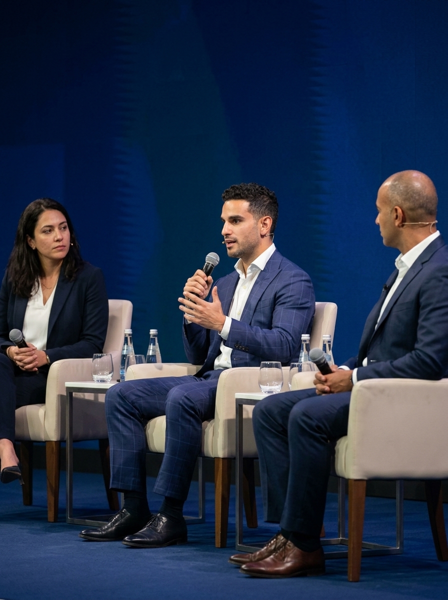 Pulkit Ganjoo speaking on a conference panel